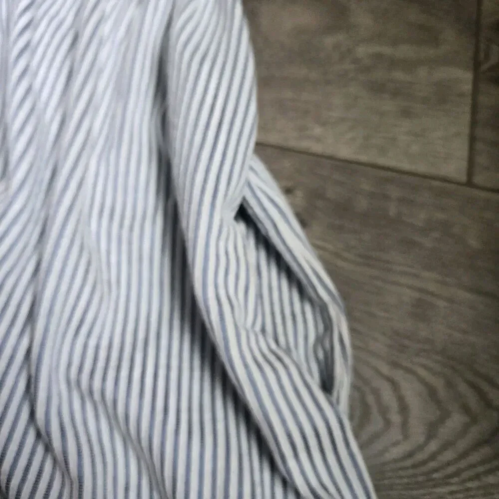 A Glow Maternity Dress Size M Medium Blue White Striped Sleeveless Pockets Comfy - Picture 5 of 9